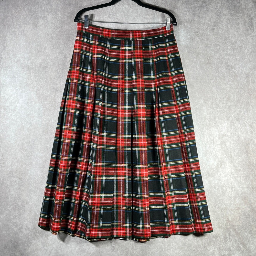 Vintage Willow Ridge Skirt Womens 14 Red Green Plaid Flannel Academia Schoolgirl